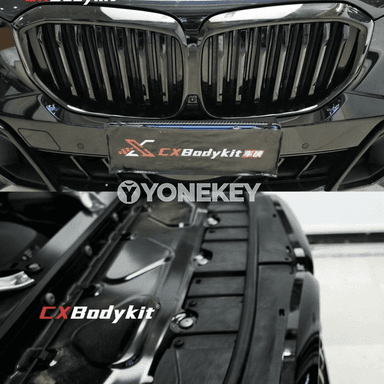 Gara reňkli öň tarapdaky radiator panjarasy, X5L üýtgedilen Black Warrior toplumy bolan 2023/2024 BMW X5 üçin degişlidir.